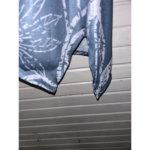 Soft Surroundings Sz MEDIUM Valerie Tunic Scoop Neck Dusty Blue Floral EUC - Picture 6 of 11